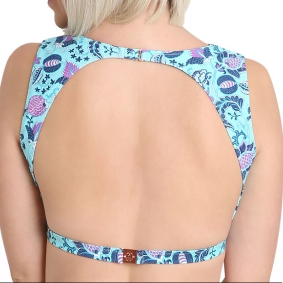 NANETTE LEPORE NWT ALANA FLORAL APEX TRIANGLE BIKINI TOP BLUE PINK PURPLE SWIM - Picture 6 of 6